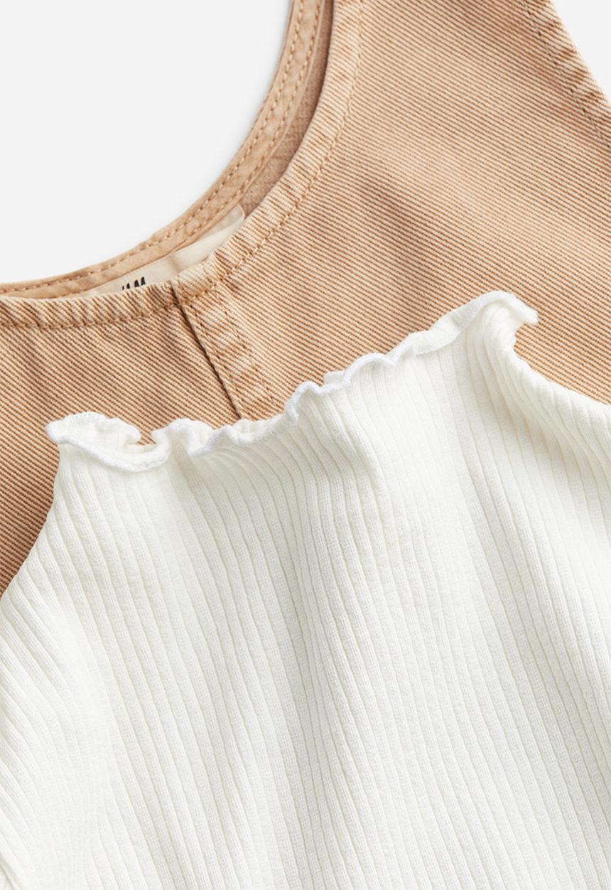 H&M - 2-piece top and dress set - beige & white