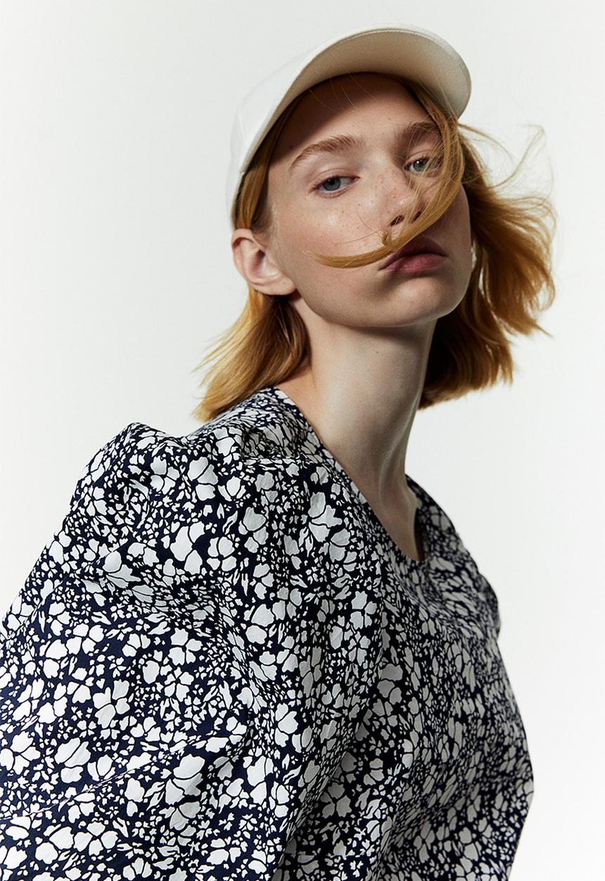 H&M - Patterned cotton blouse - blue