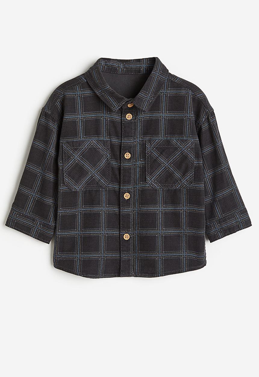 H&M - Cotton corduroy shirt - dark grey checked