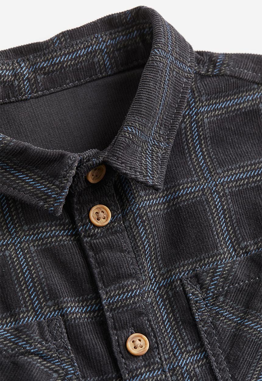 H&M - Cotton corduroy shirt - dark grey checked