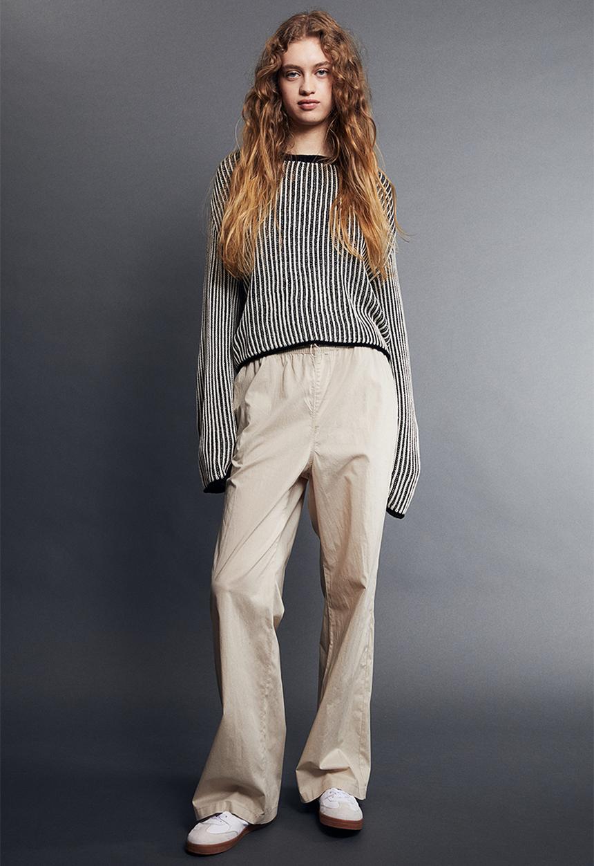 H&M - Poplin pull-on trousers - beige