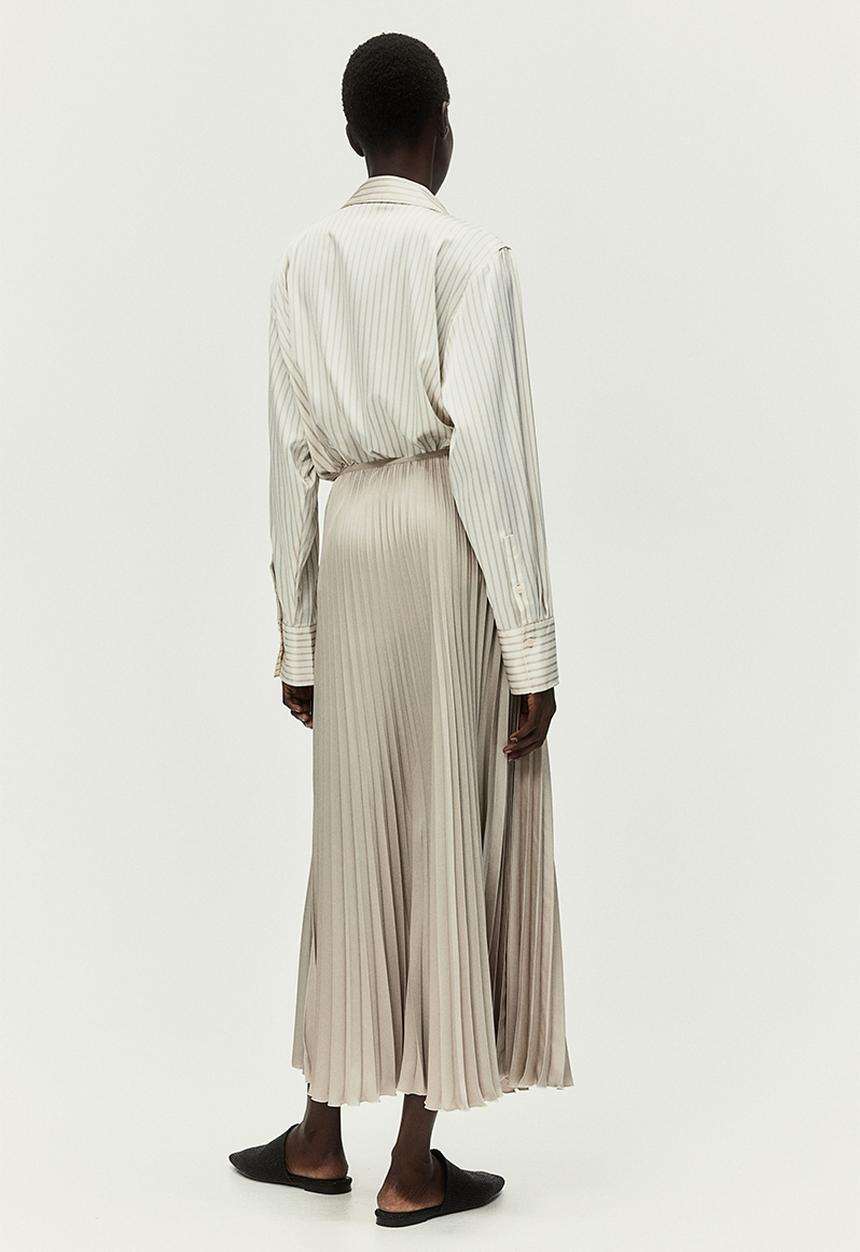 H&M - Pleated satin skirt - beige