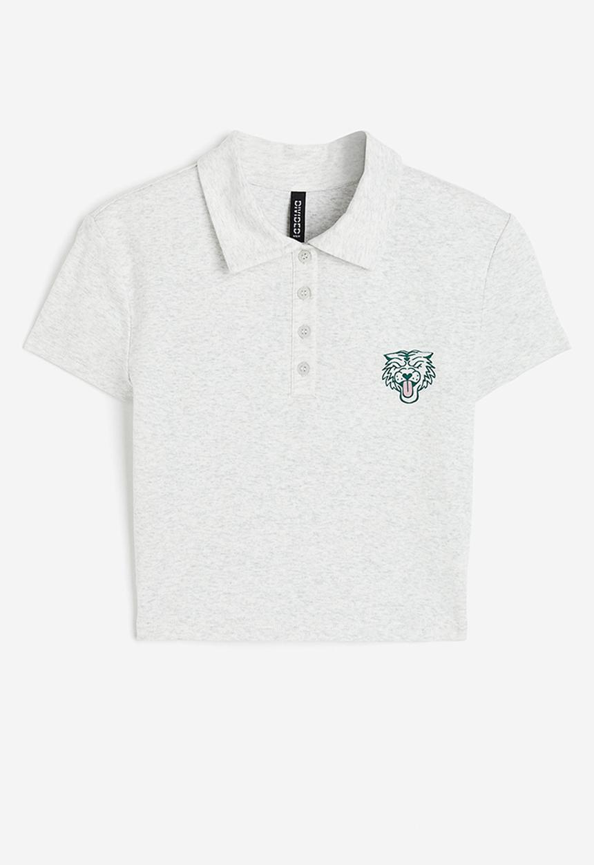 H&M - Cropped polo shirt - grey