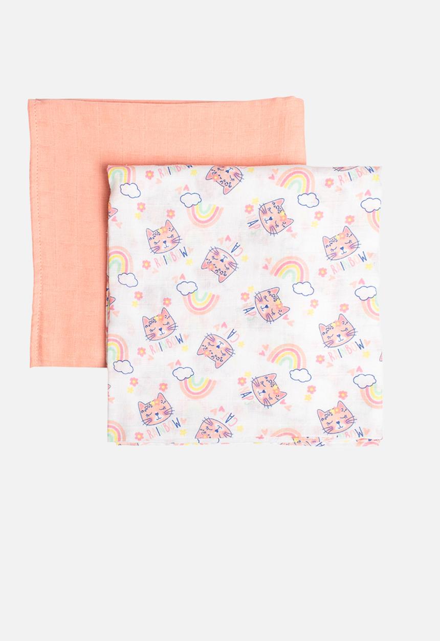 The Character Group (Legacy) - Rainbow 2 pack muslin blanket - pink