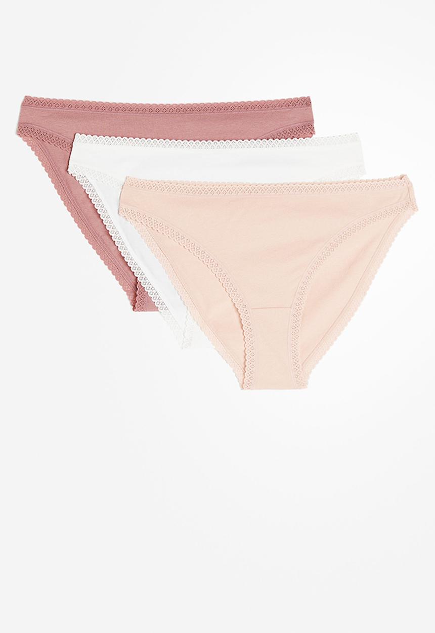 H&M - 3-pack cotton bikini briefs - pink