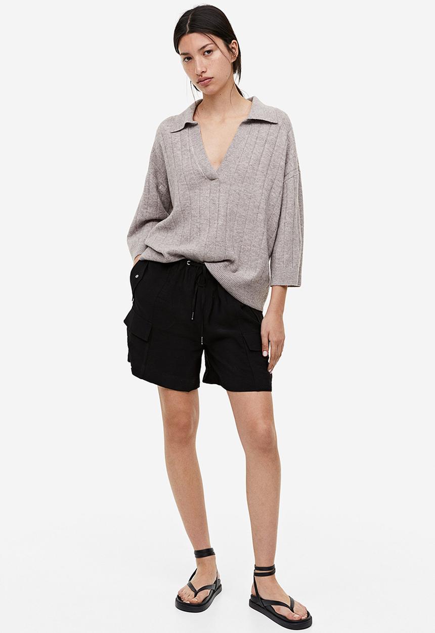 H&M - Collared rib-knit jumper - beige