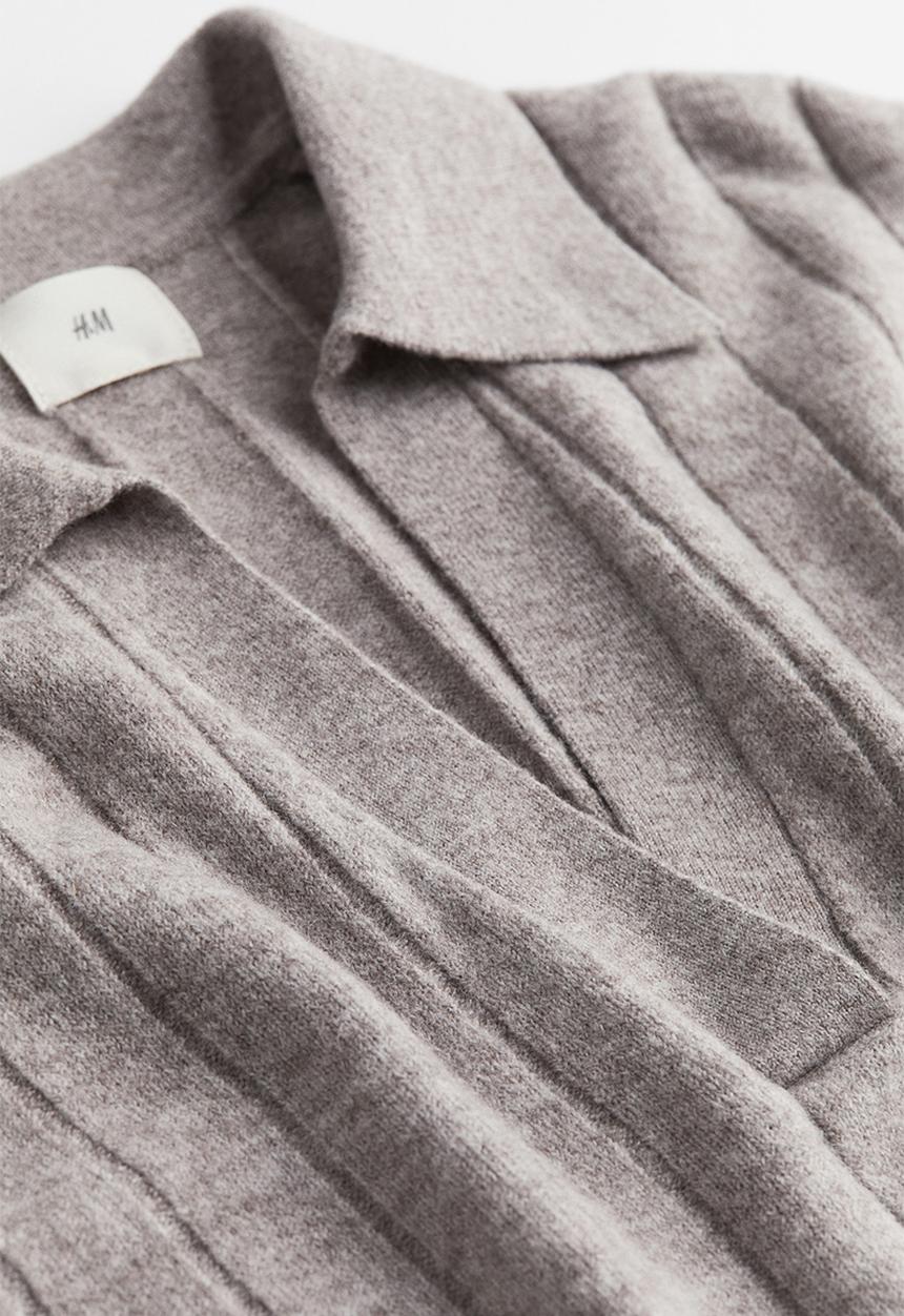 H&M - Collared rib-knit jumper - beige