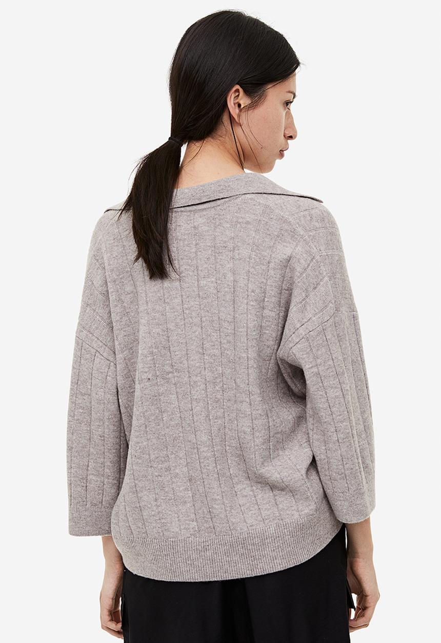 H&M - Collared rib-knit jumper - beige