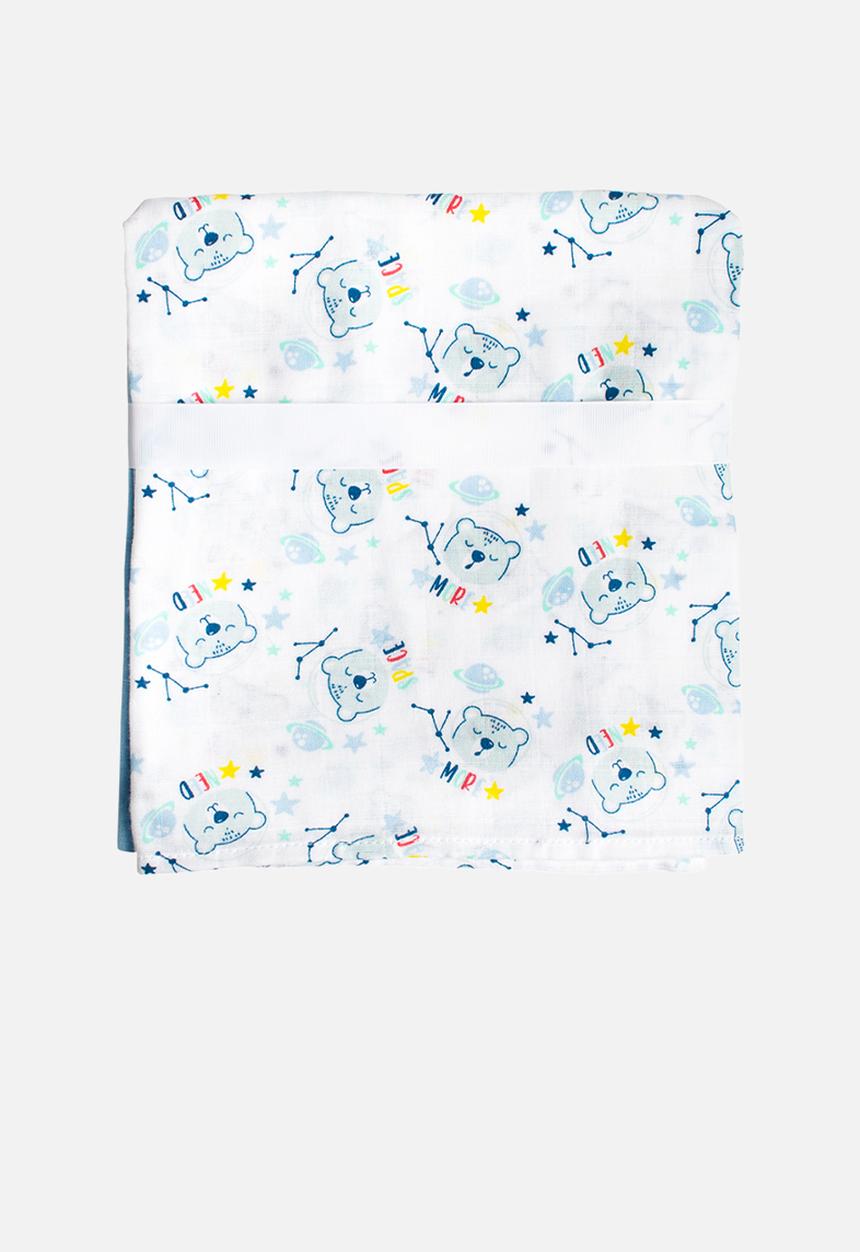 Character Group - Space bear 2 pack muslin blanket - blue