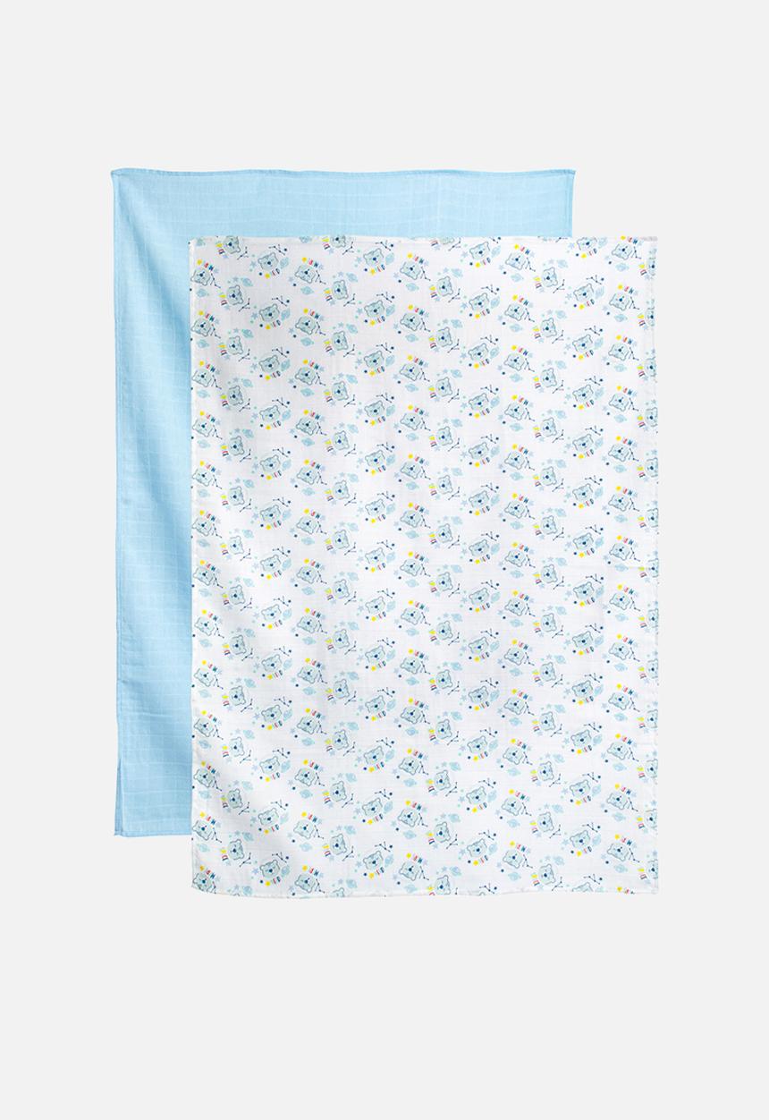 Character Group - Space bear 2 pack muslin blanket - blue