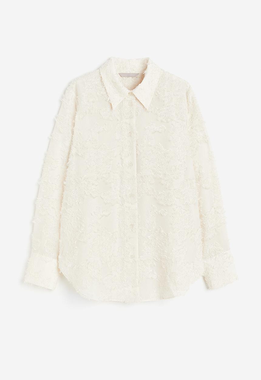 H&M - Textured-weave shirt - cream
