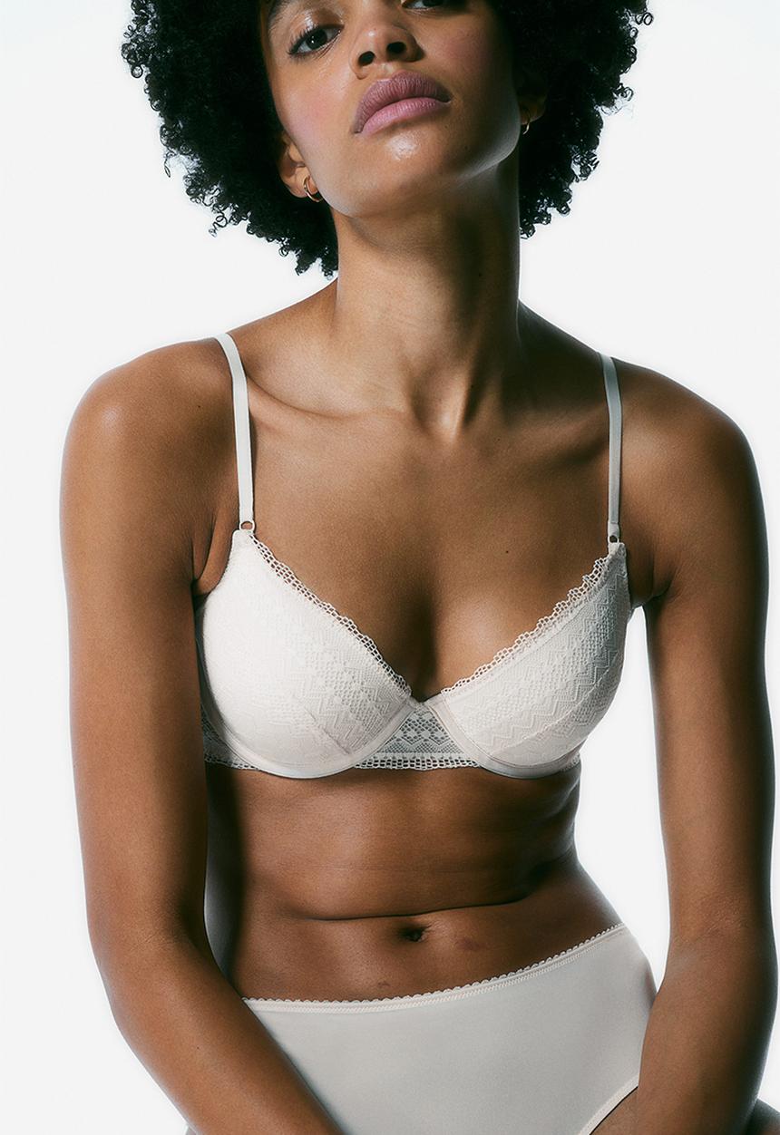 H&M - Lace push-up bra - light beige
