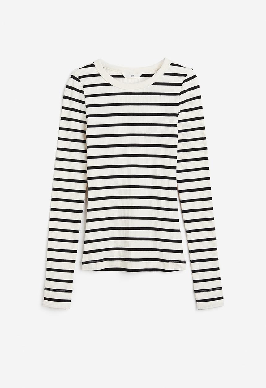 H&M - Ribbed jersey top - white
