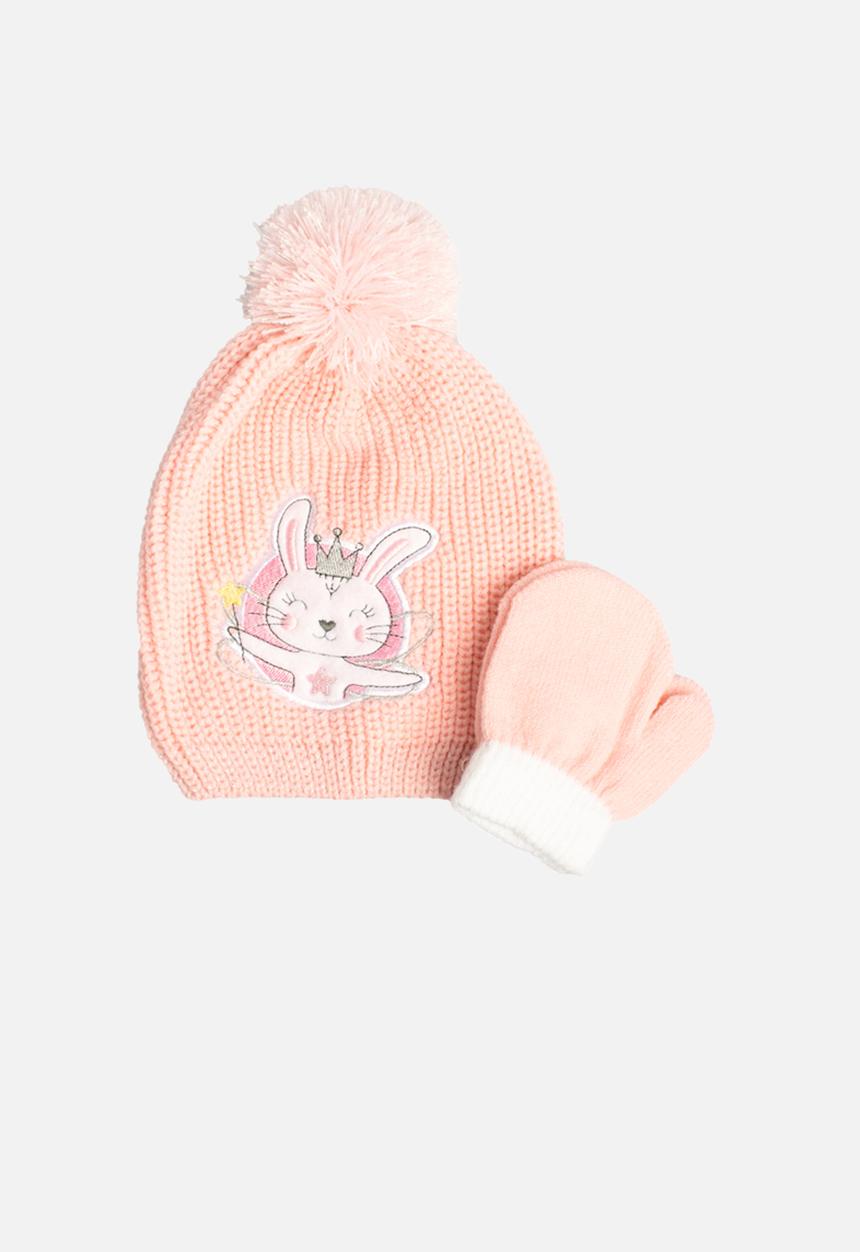 The Character Group (Legacy) - Bunny fairy beanie & mitten - pink