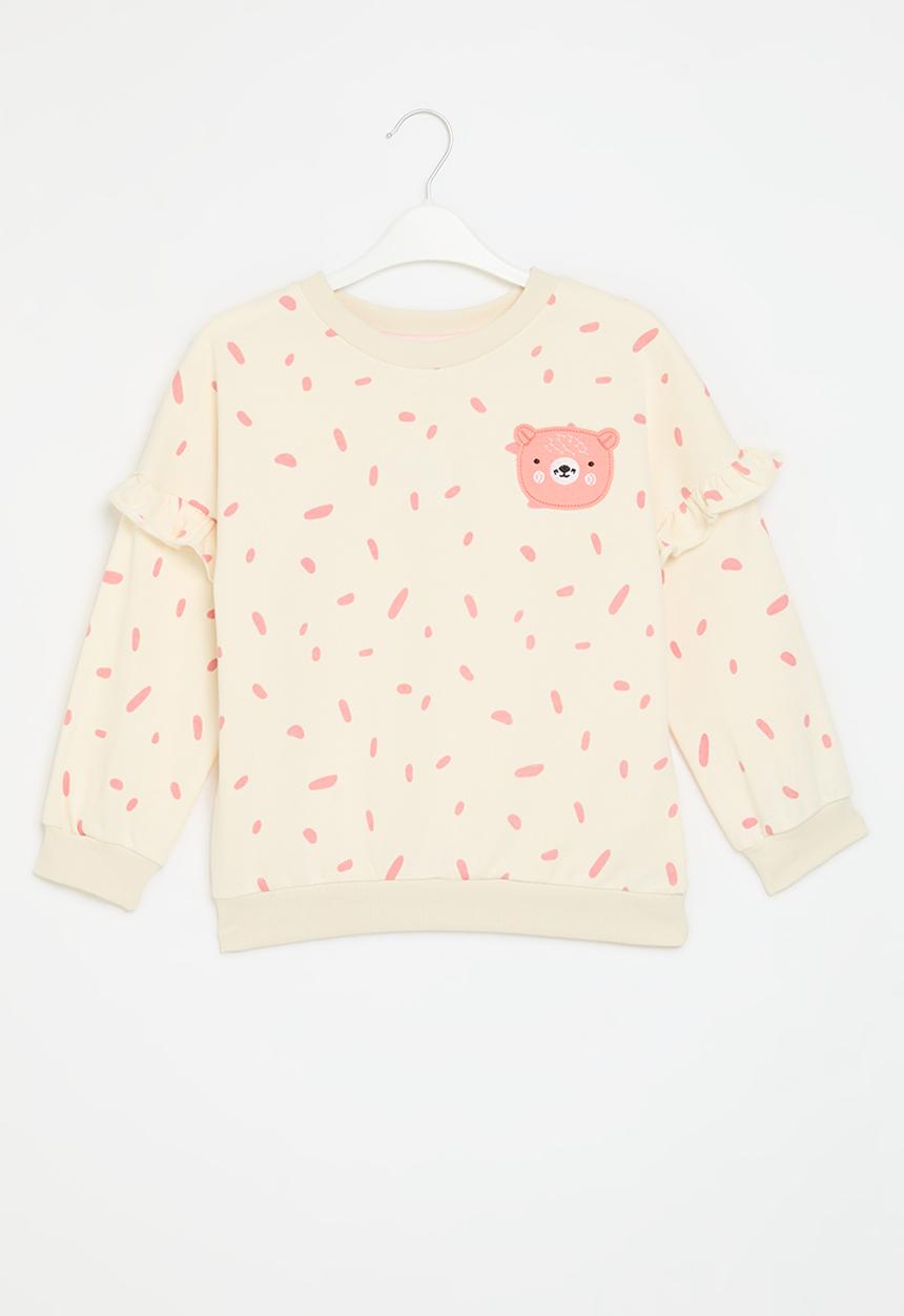 Pop Candy - Printed sweat top - ecru & pink