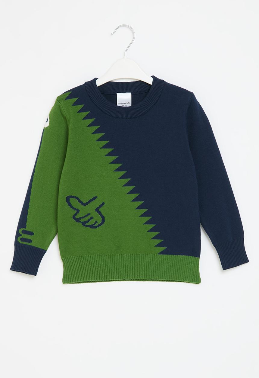 Pop Candy - Colourblock knit jersey - green & blue