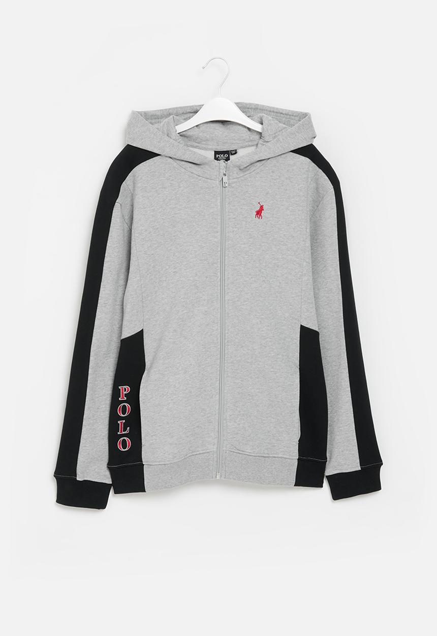 POLO - Boys griffin colour blocked zip thru hoody - grey
