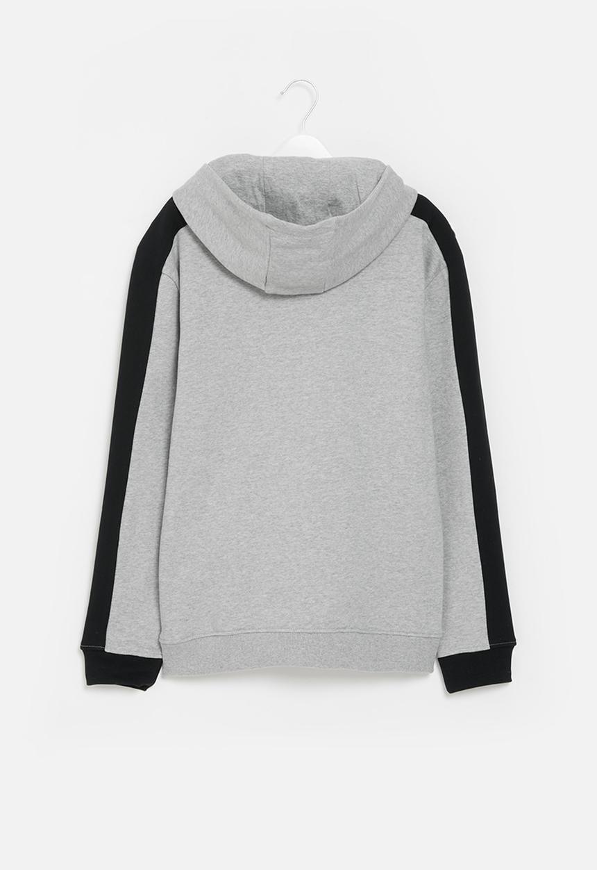 POLO - Boys griffin colour blocked zip thru hoody - grey
