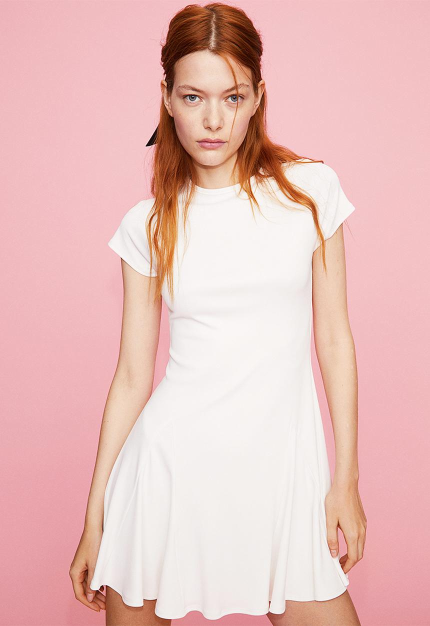 H&M - Godet-pleated jersey dress - white