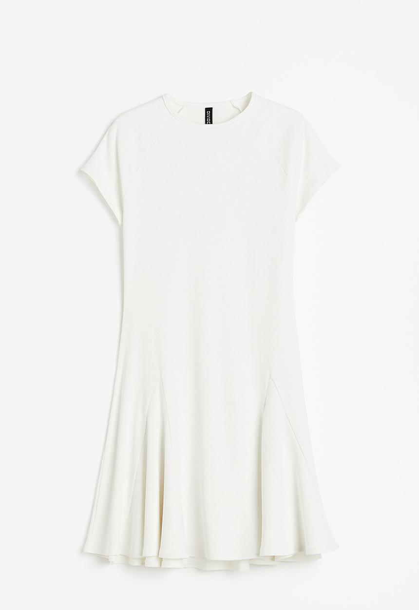 H&M - Godet-pleated jersey dress - white