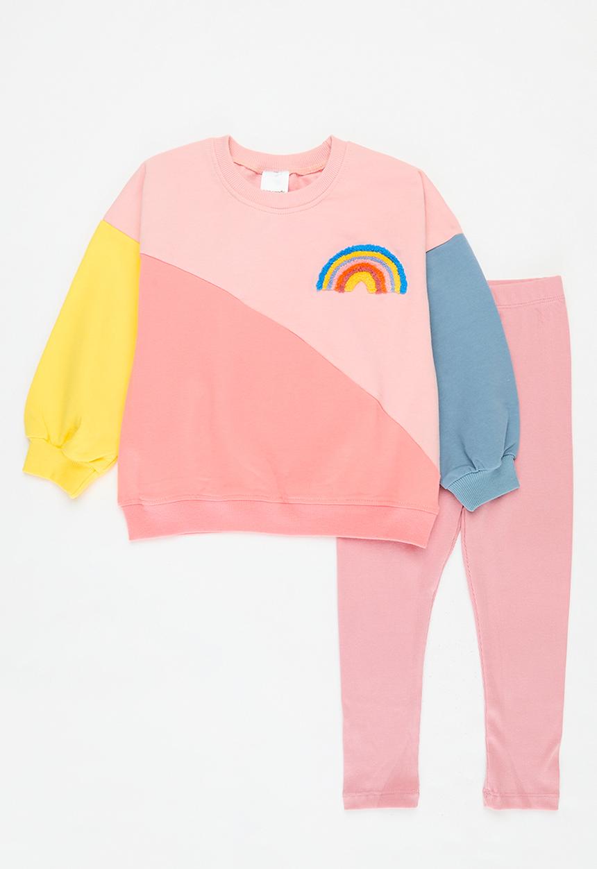 Pop Candy - Colourblock sweat top and legging set - pink