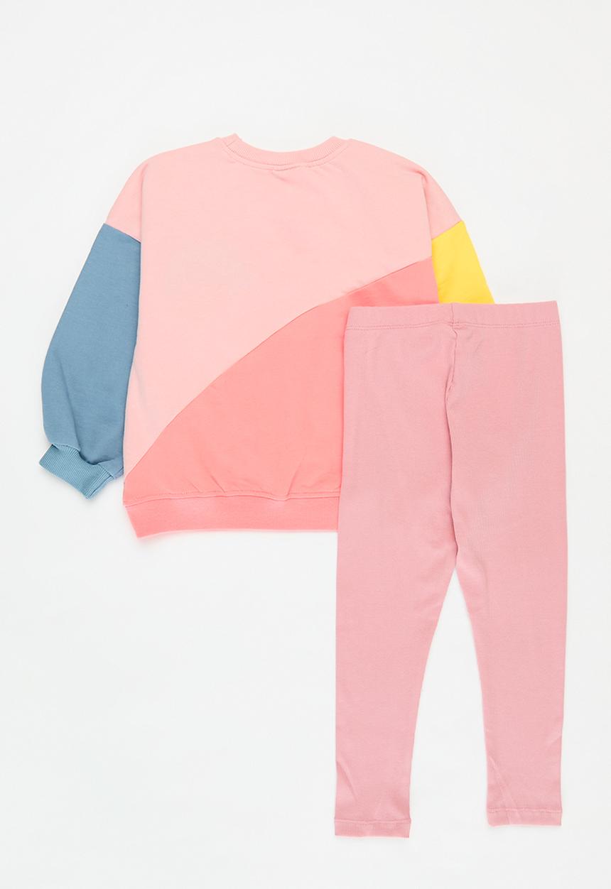 Pop Candy - Colourblock sweat top and legging set - pink