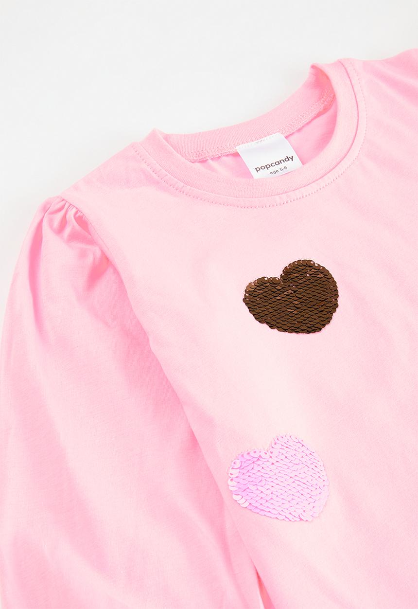 Pop Candy - Heart embroidery top and bottom set - pink
