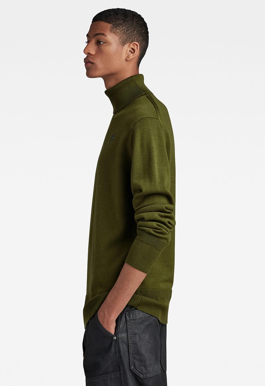 G-STAR - Premium core turtle knit Washable merino knit - dark olive
