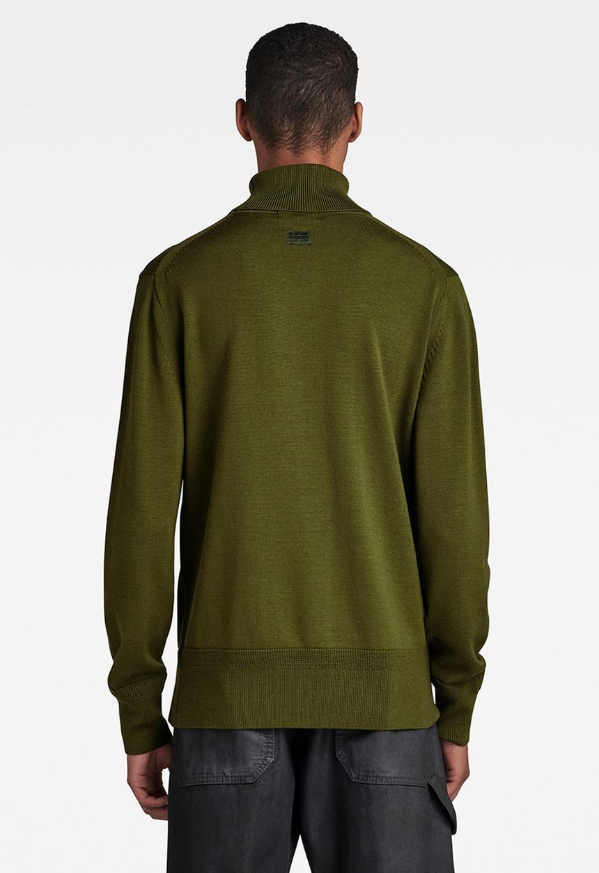 G-STAR - Premium core turtle knit Washable merino knit - dark olive