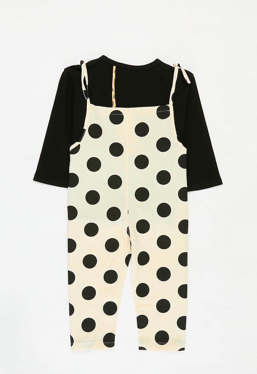 Pop Candy - Polka dot dungaree and top set - black & white