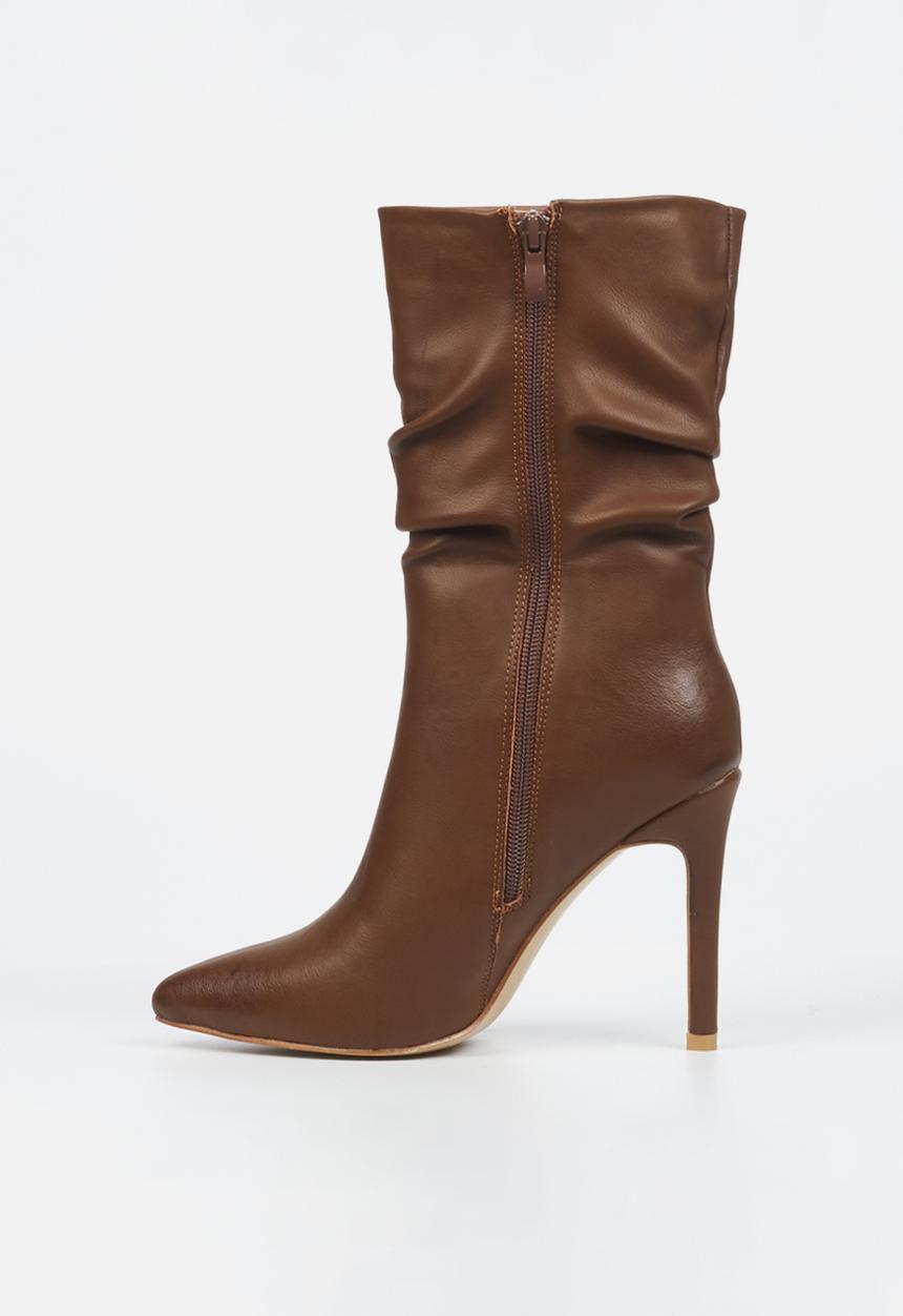 Miss Black - Boss 3 ruched boot - chocolate