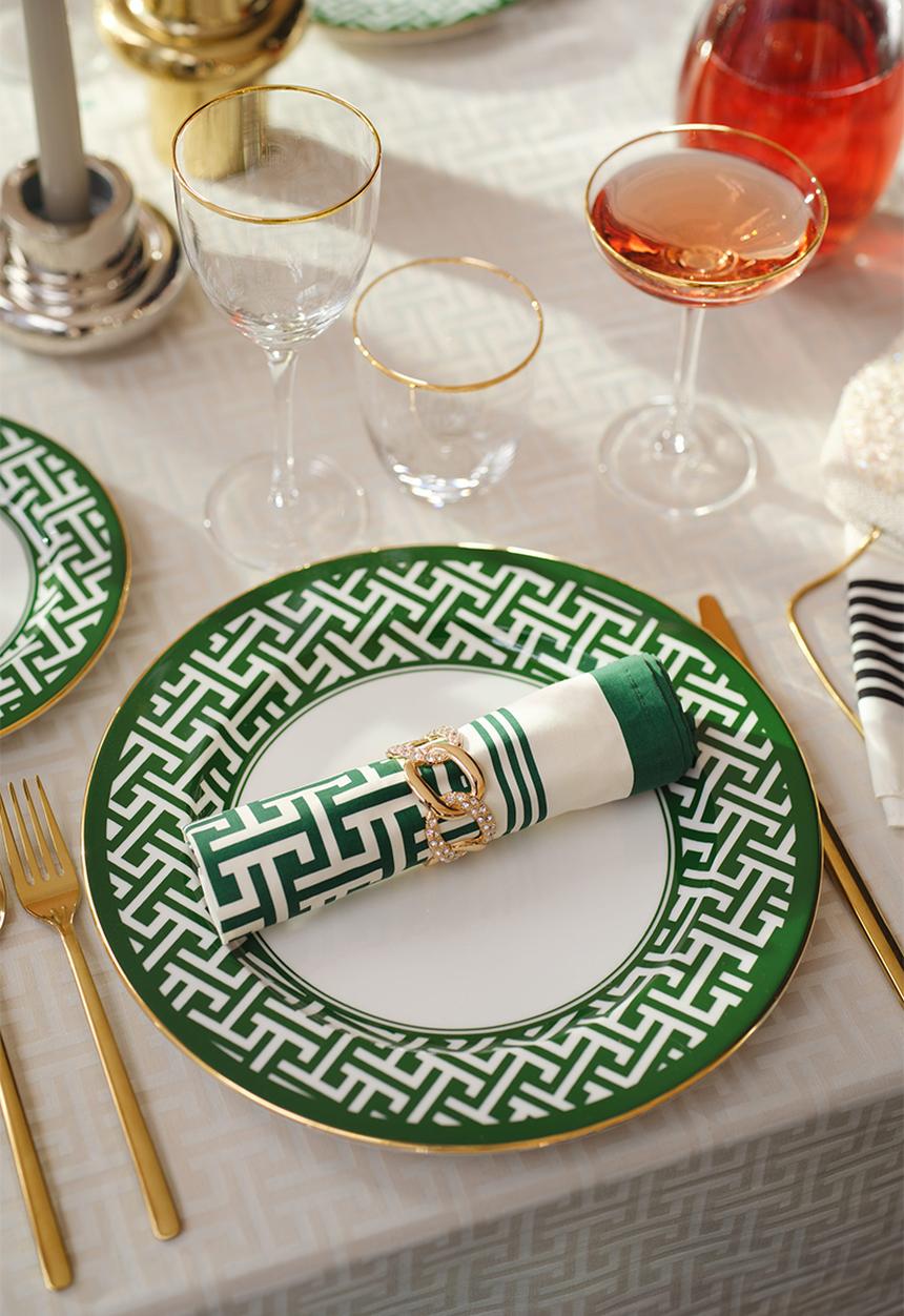 H&M - 2 pack cotton sateen napkins - green patterned 