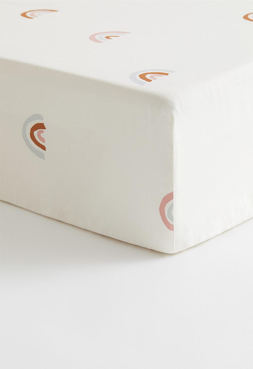 H&M - Patterned cotton fitted sheet - multi white