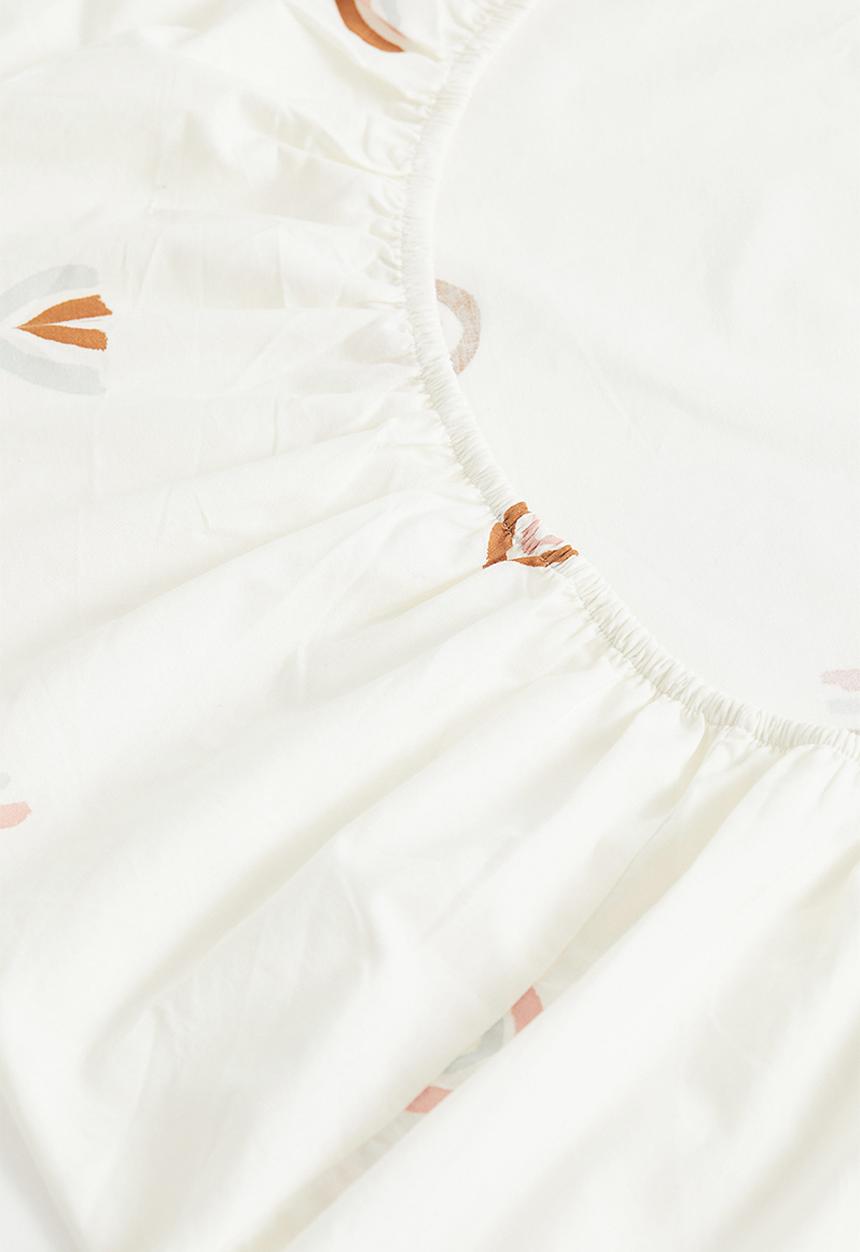 H&M - Patterned cotton fitted sheet - multi white