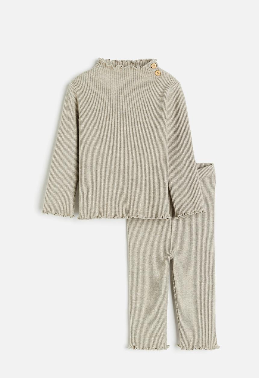 H&M - 2-piece rib-knit set - beige