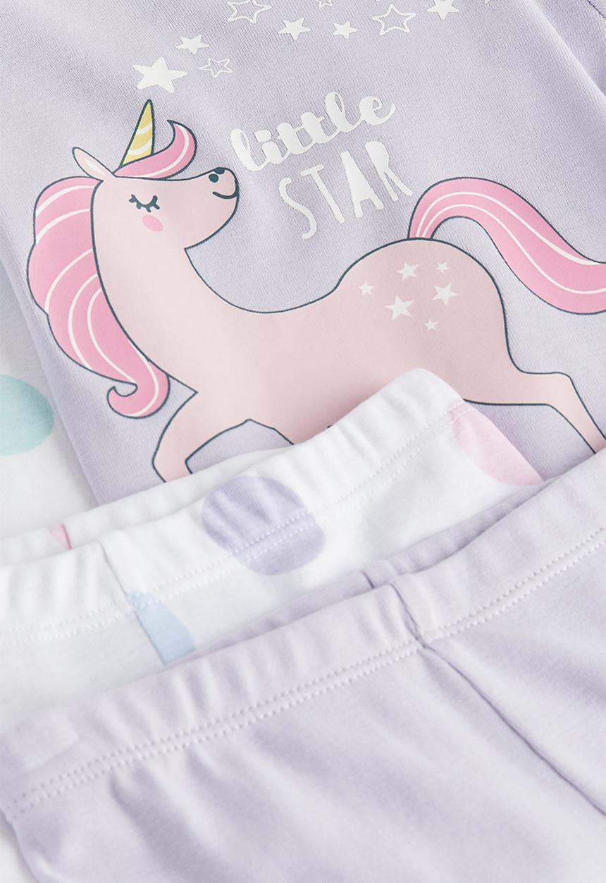 H&M - 2 pack jersey pyjamas - purple multi & white
