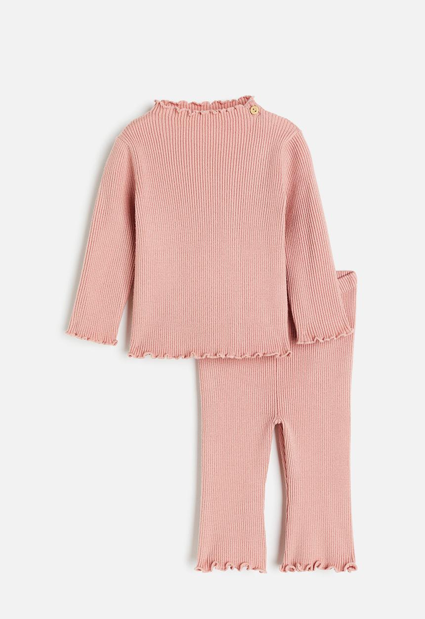H&M - 2-piece rib-knit set - pink