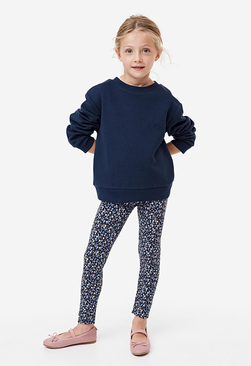 H&M - 3 pack cotton leggings - black & blue multi