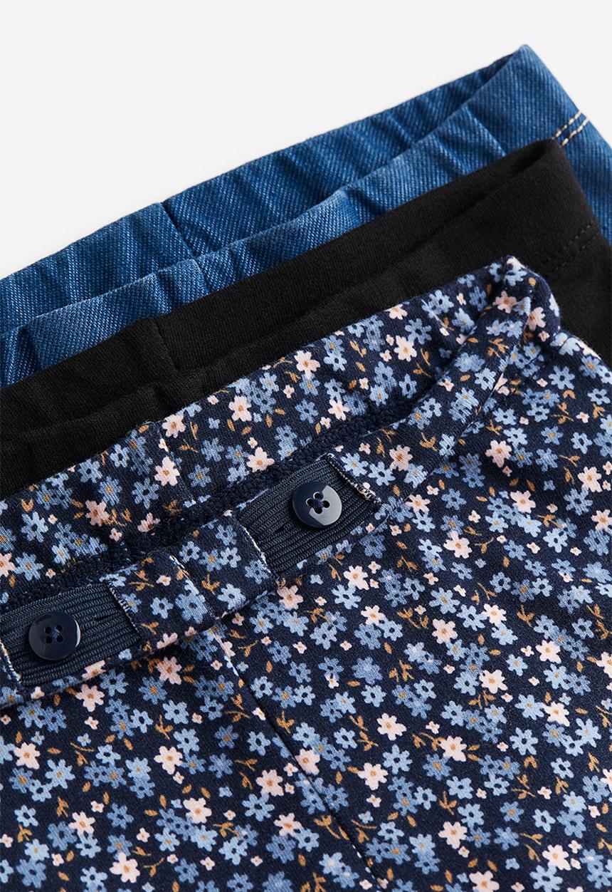 H&M - 3 pack cotton leggings - black & blue multi