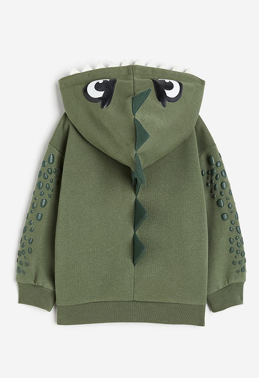 H&M - Appliquéd zip-through hoodie - green multi
