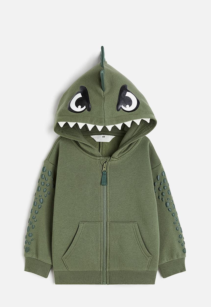 H&M - Appliquéd zip-through hoodie - green multi