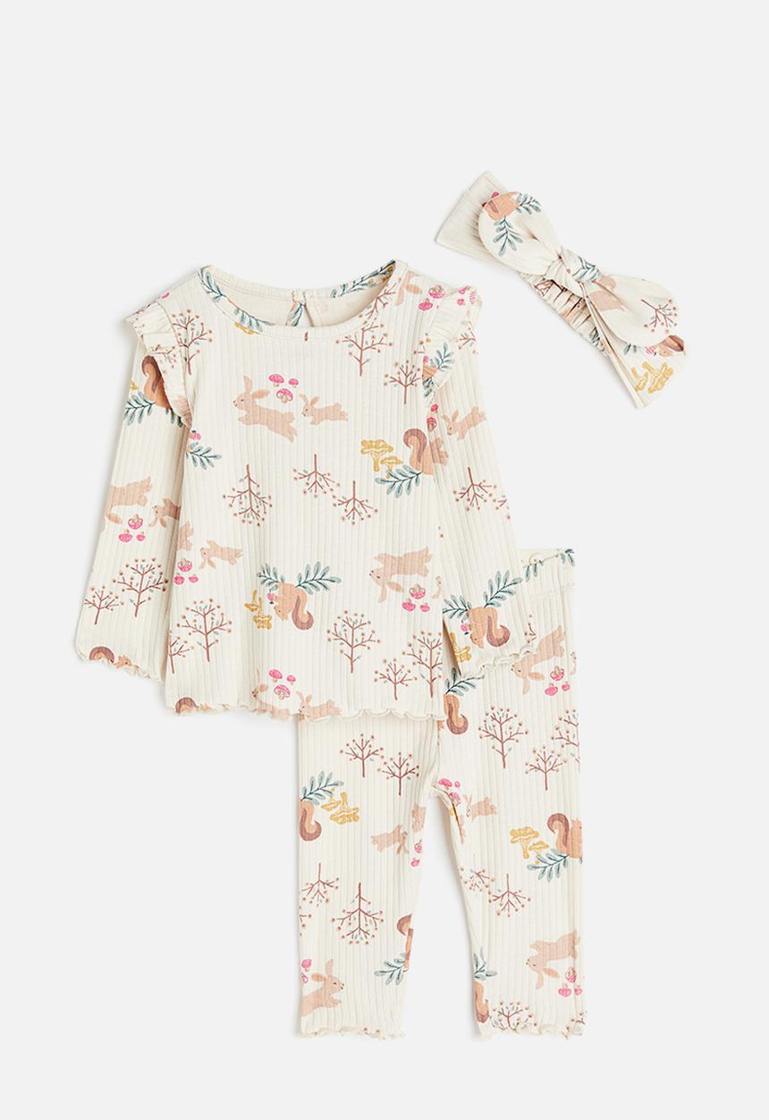 H&M - 3-piece ribbed set - multi white