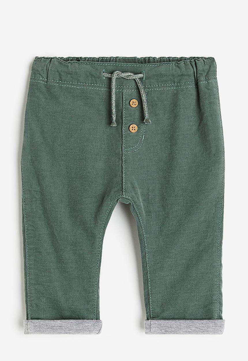 H&M - Fully lined corduroy trousers - dark green
