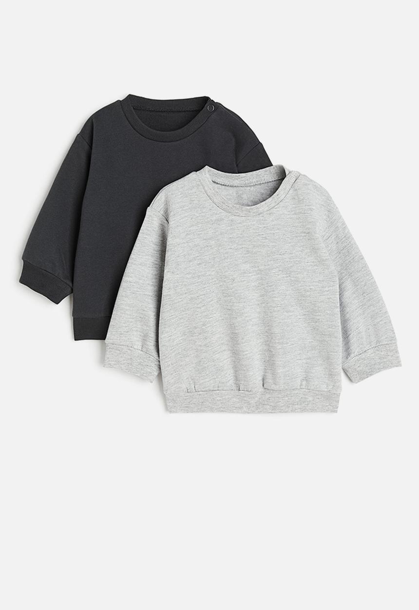 H&M - 2-Pack cotton sweatshirts - black & light grey marl