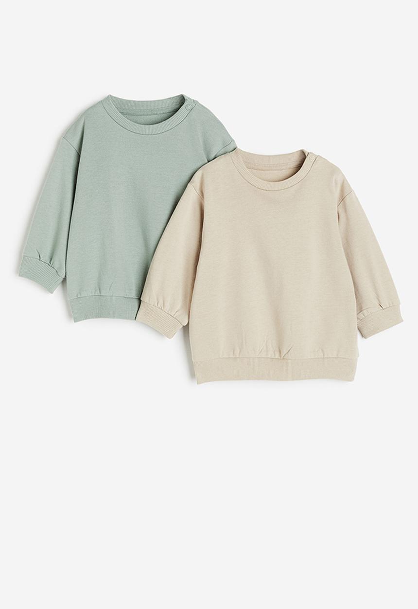 H&M - 2-Pack cotton sweatshirts - light green & beige