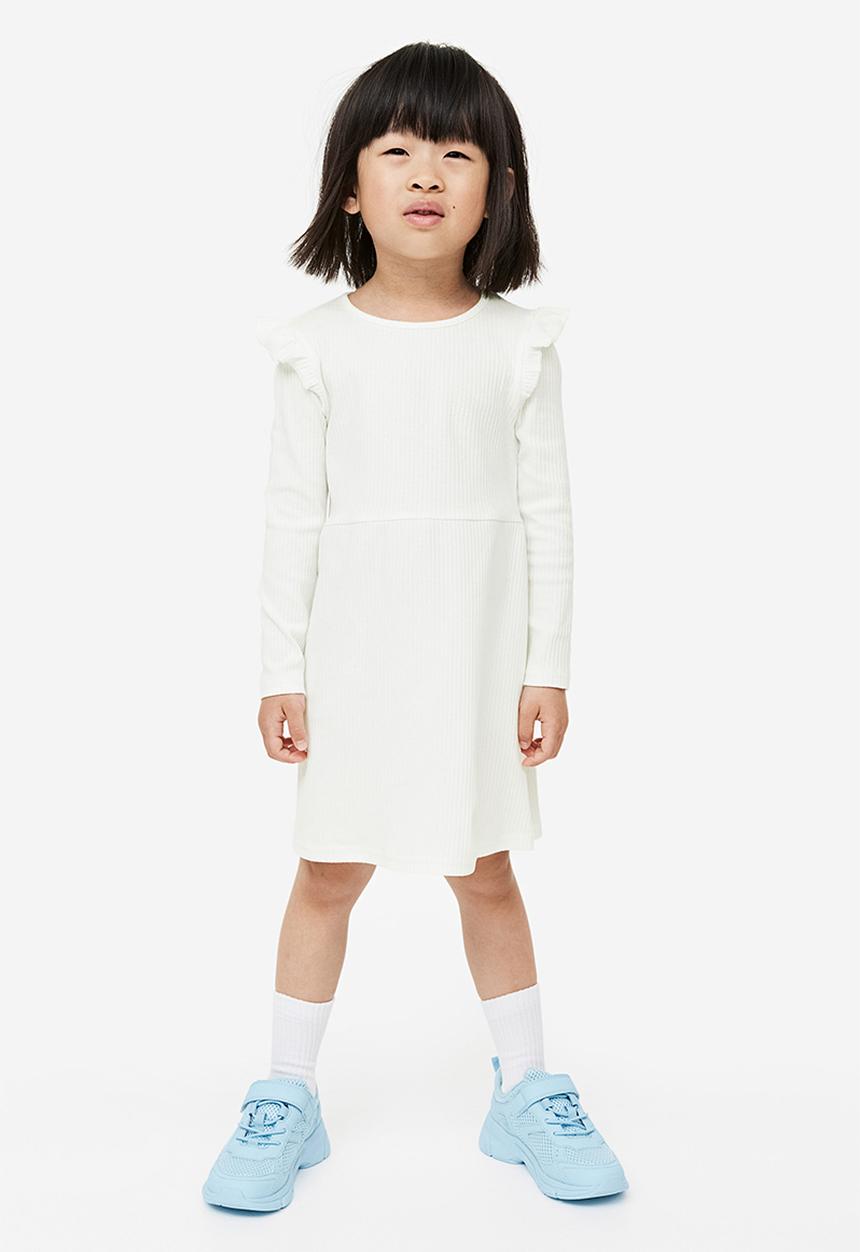 H&M - Ribbed jersey dress - white