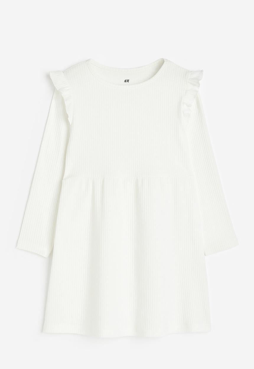 H&M - Ribbed jersey dress - white