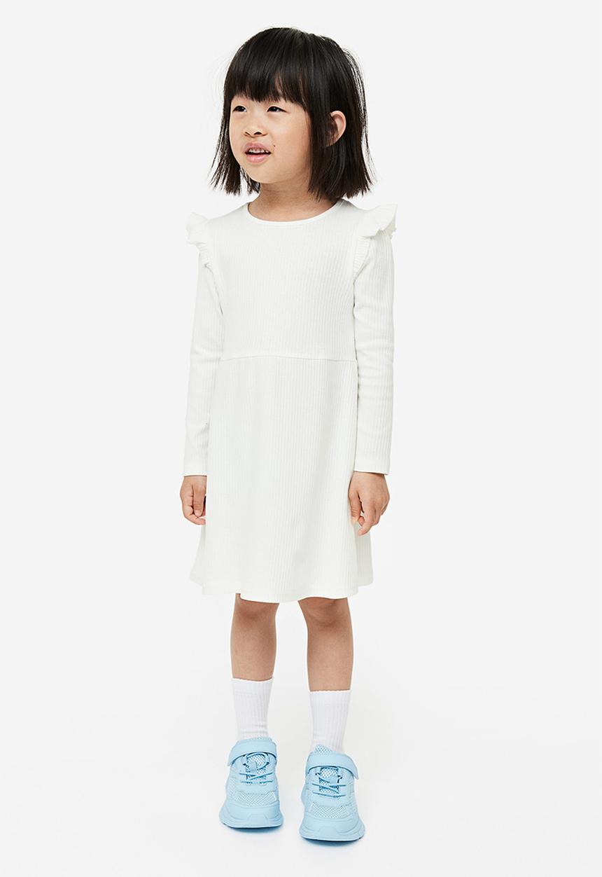 H&M - Ribbed jersey dress - white
