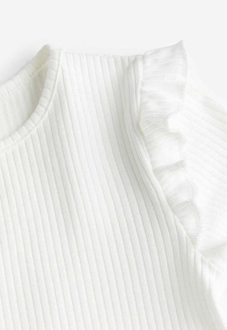 H&M - Ribbed jersey dress - white