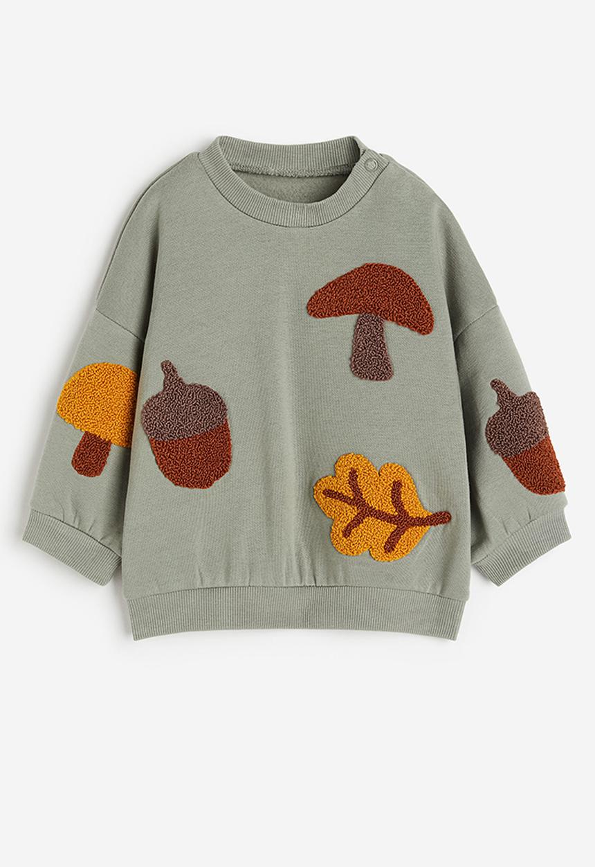 H&M - Appliquéd sweatshirt - khaki green